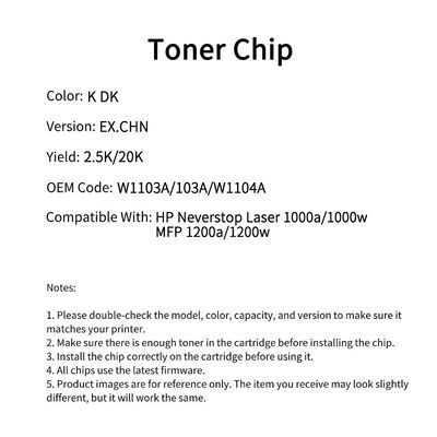 Compatible W1103A Toner And Drum Chip For HP Neverstop Laser 1000a 1000w MFP 1200a 1200w