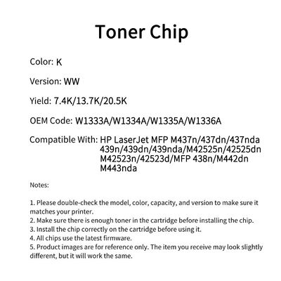 Compatible W1333A Toner Chip For HP LaserJet MFP M437n 437dn 437nda