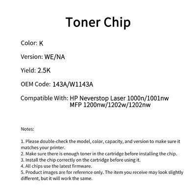 Compatible with HP 143A W 1143A chip Neverstop Laser 1000n 1001nw