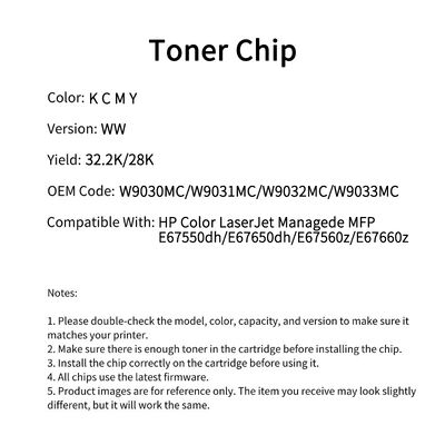Compatible W9030MC Toner Chip For HP Color LaserJet Managede MFP E67550dh E67650dh