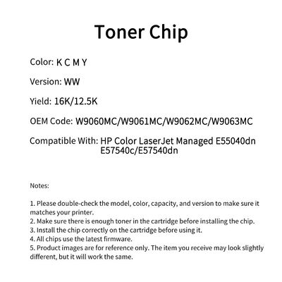 Compatible W9060MC Toner Chip For HP Color LaserJet Managed E55040dn E57540c