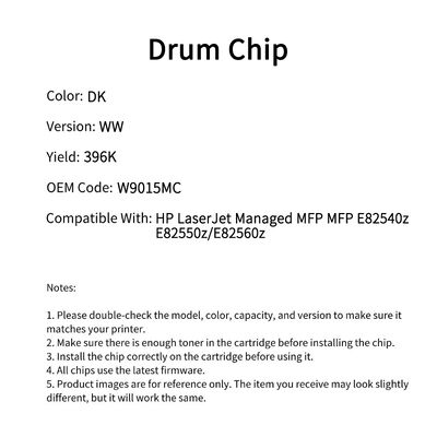 Compatible W9015MC Drum Chip For HP LaserJet Managed MFP E82540z E82550z E82560z