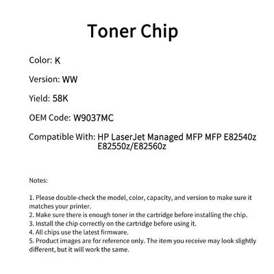 Compatible W9037MC Toner Chip For HP LaserJet Managed MFP MFP E82540z