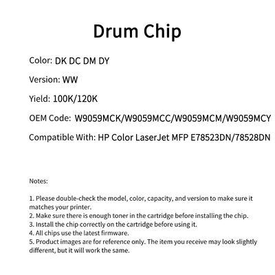 Compatible W9059MC Drum Chip For HP Color LaserJet MFP E78523DN 78528DN
