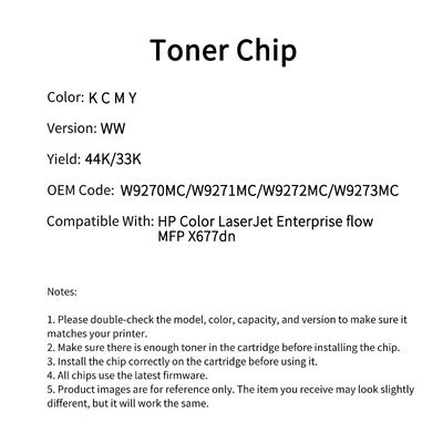 Compatible W9270MC Toner Chip HP For Color LaserJet Enterprise flow MFP X677dn