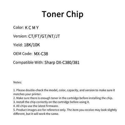 Compatible MX-C38 Toner Chip Sharp For DX-C380 381