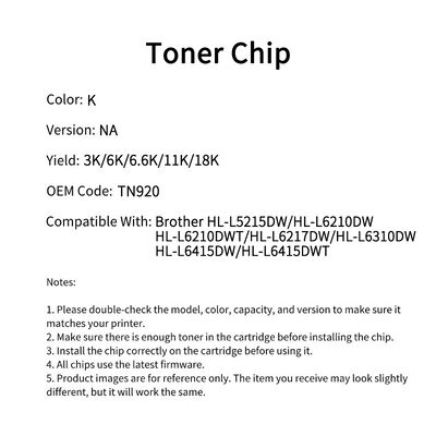 Compatible TN920 Toner Chip For Brother HL-L5215DW HL-L6210DW