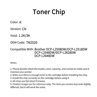 Compatible TN2520 Toner Chip For Brother DCP-L2508DW DCP-L2518DW