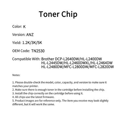 Compatible with Brother TN2530 chip DCP-L2640DW/HL-L2400DW