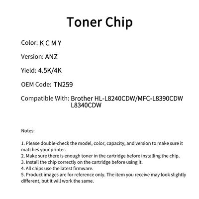 Compatible with Brother TN259 chip MFC-L8390CDW/L8340CDW