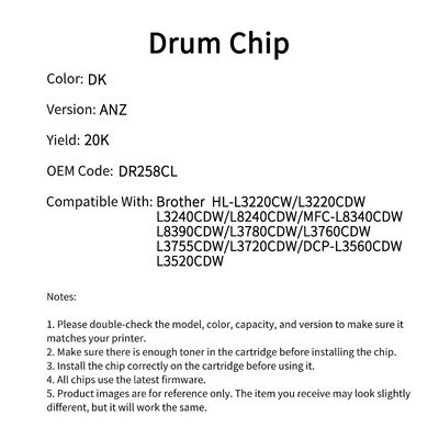 Compatible with Brother DR258CL chip HL-L3220CW/L3220CDW