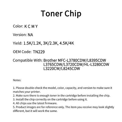 Compatible TN229 Toner Chip For Brother MFC-L3780CDW L8395CDW