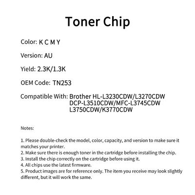 Compatible TN253 Toner Chip For Brother HL-L3230CDW L3270CDW