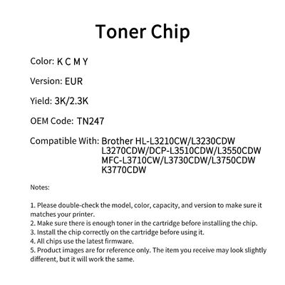 Compatible TN247 Toner Chip For Brother HL-L3210CW L3230CDW
